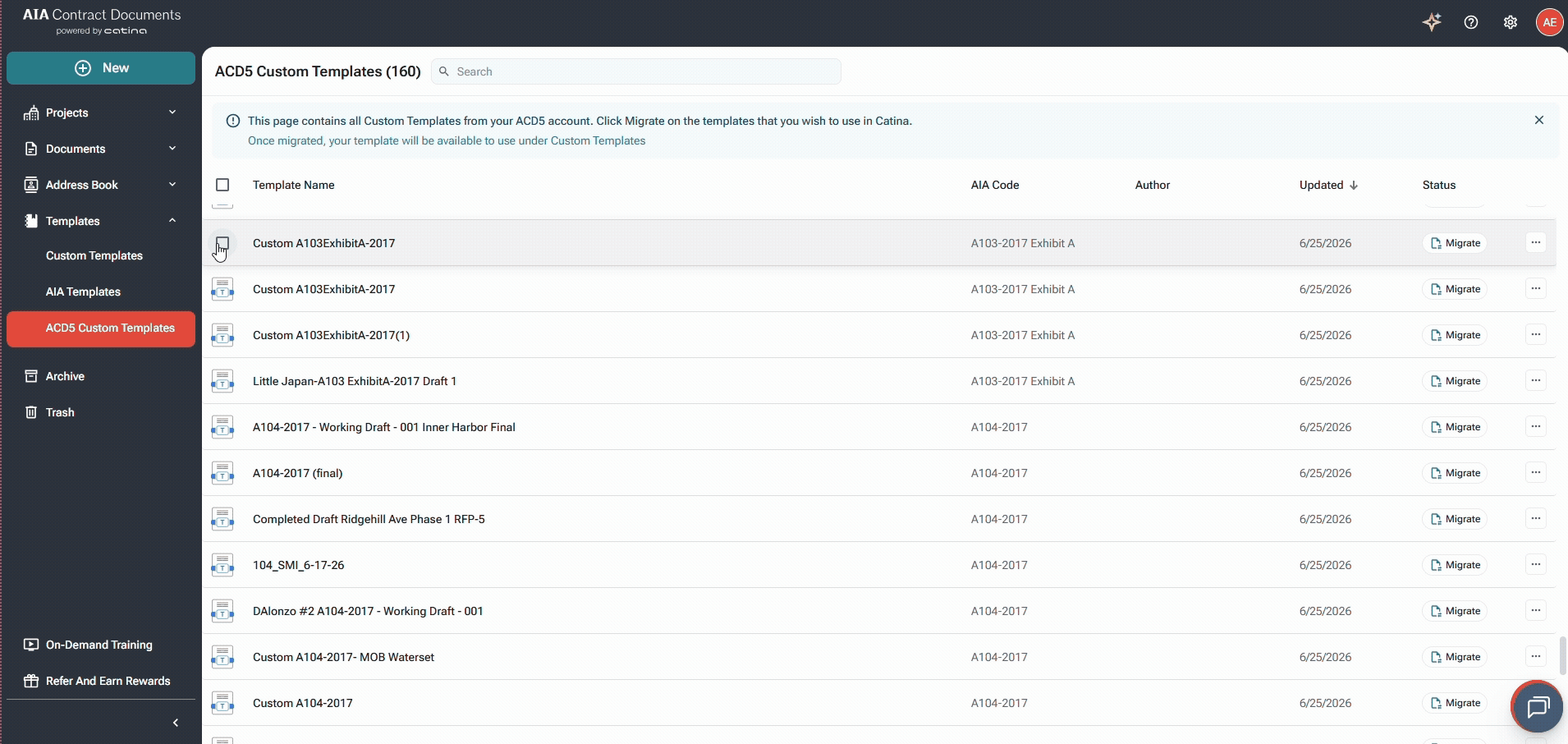 custom templates migrate